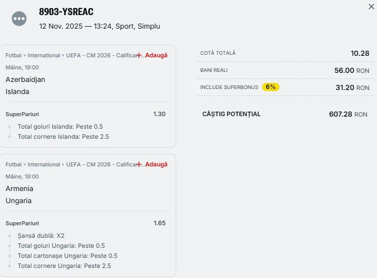 Biletul zilei din Calificările CM 2026 - 13 noiembrie 2025