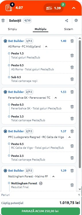 Biletul zilei din Europa League 27 noiembrie 2025