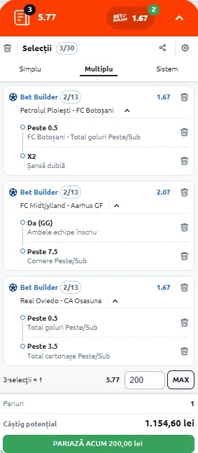 Biletul zilei din fotbal la Betano 03.11.2025