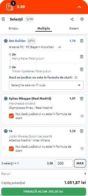 Biletul zilei din Pariuri Speciale pe jucători 26.11.2025