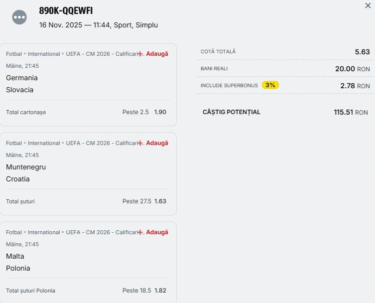 Biletul zilei din Preliminariile CM 2026 - 17 noiembrie 2025