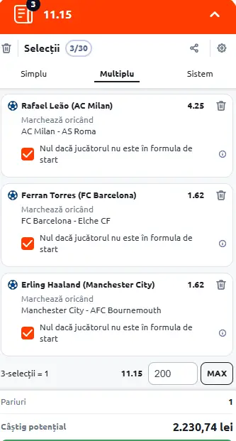 Biletul Zilei oferit de AI cotă 11