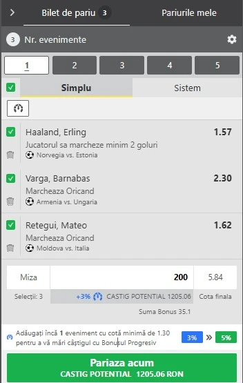 Biletul zilei pe marcatori 13 noiembrie 2025