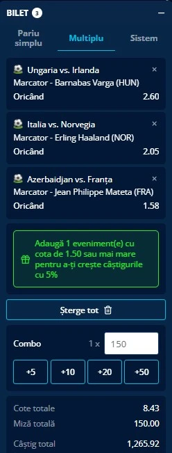 Biletul zilei pe marcatori 16 noiembrie 2025