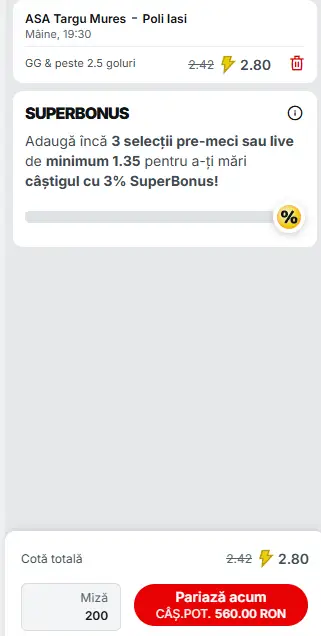 Cota 2 la Superbet 10 noiembrie