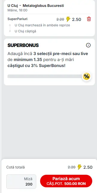 Cota 2 la Superbet 7 noiembrie