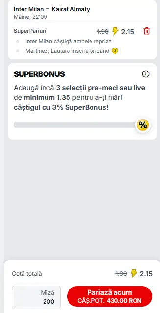 Cota 2 Superbet 5 noiembrie