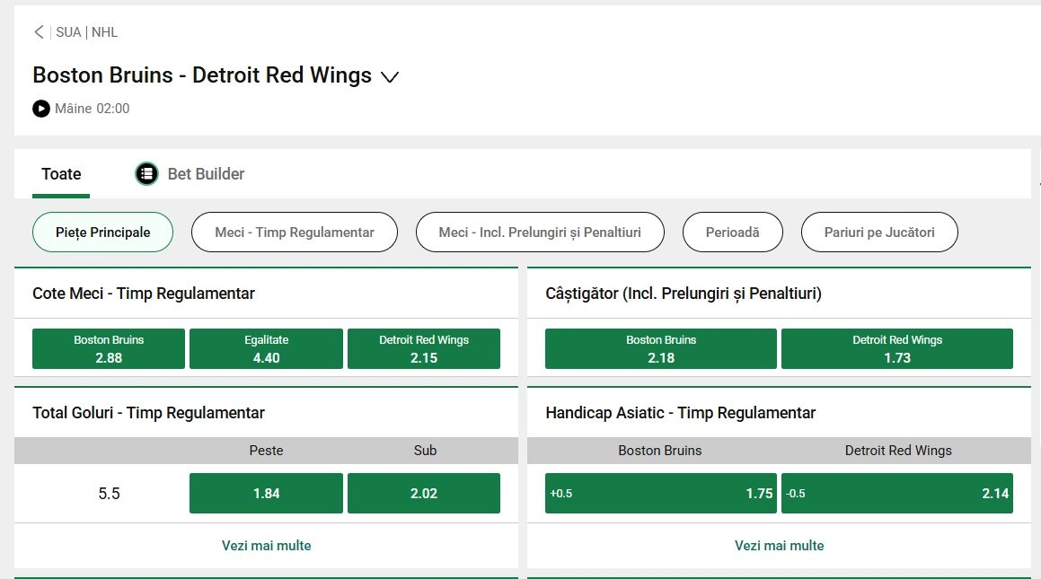 cote Boston Bruins vs Detroit Red Wings - NHL