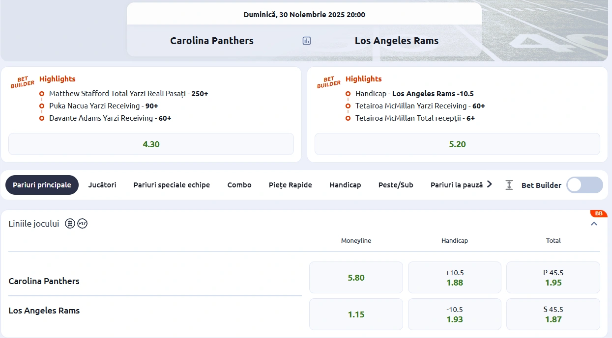 ote Carolina Panthers vs Los Angeles Rams - NFL