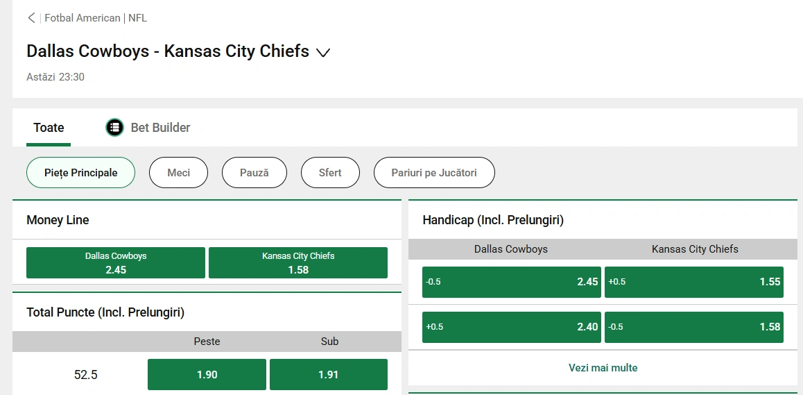 cote Dallas vs Kansas - NFL