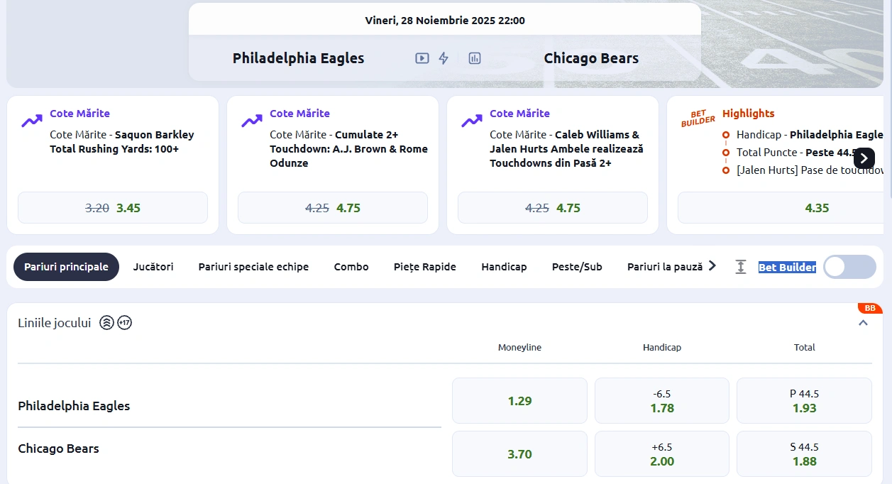 cote Philadelphia Eagles vs Chicago Bears - NFL