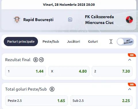 Cote pariuri Rapid vs Csikszereda la Betano