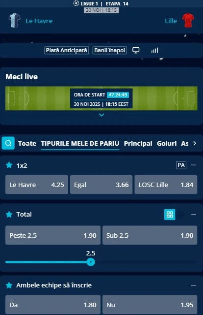 Cote pariuri Le Havre - Lille