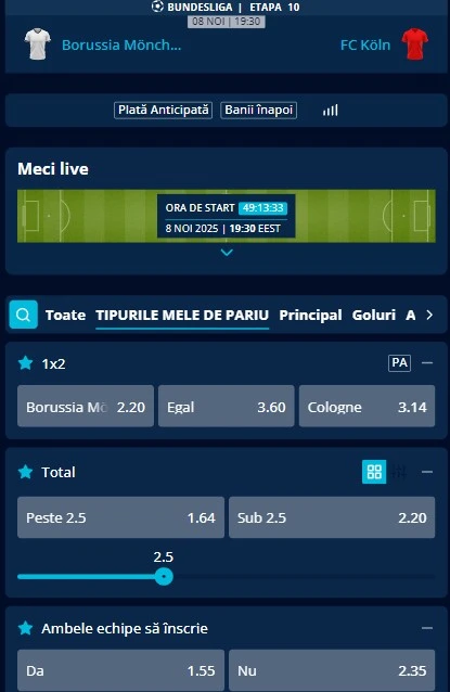 Cote pariuri Monchengladbach vs FC Koln