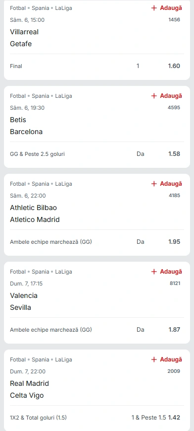 Biletul Etapei 15 din LaLiga