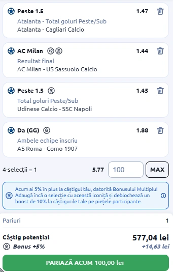 Biletul Etapei 15 din Serie A