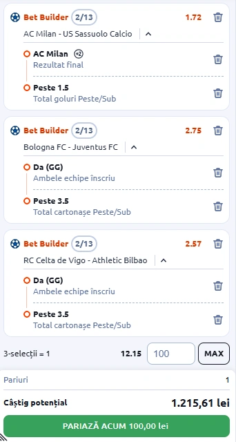 Biletul Zilei Bet Builder din 14 decembrie 2025