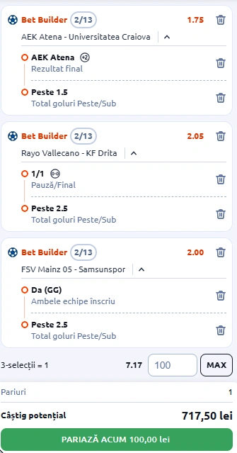 Biletul Zilei Bet Builder din 18 decembrie 2025