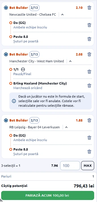 Biletul Zilei Bet Builder din 20 decembrie 2025