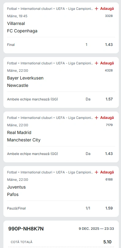 Biletul Zilei Superbet din 10 decembrie 2025