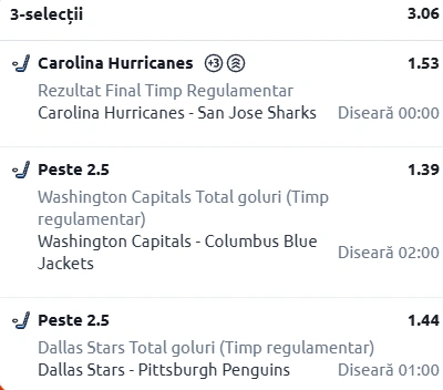 Biletul zilei din hochei 07.12.2025