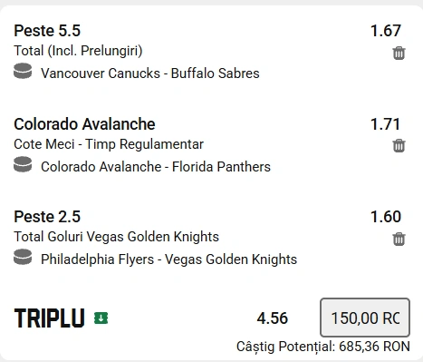 Biletul zilei hochei 10.12.2025