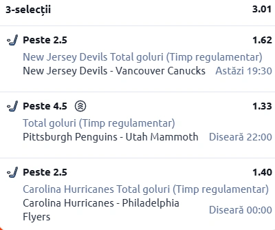 Biletul zilei hochei 14 decembrie 2025 - Cote NHL