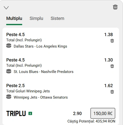 Biletul zilei hochei 15 decembrie 2025