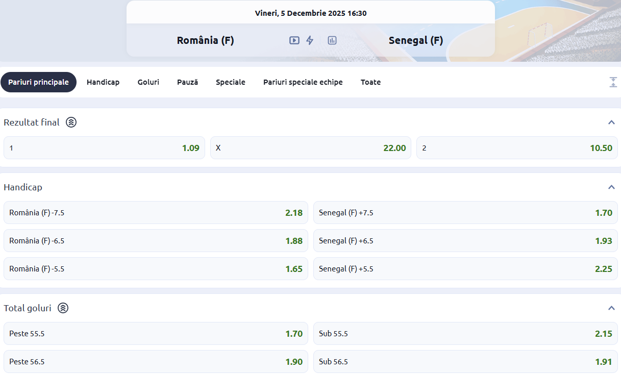 Cote Pariuri România vs Senegal