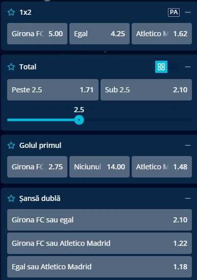 Cote pariuri Girona vs Atletico Madrid la Mr Bit