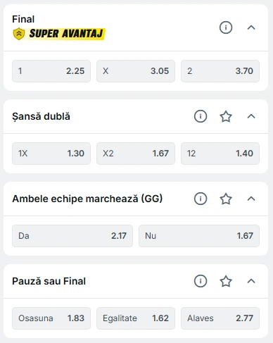 Cote pariuri Osasuna vs Deportivo Alaves la Superbet