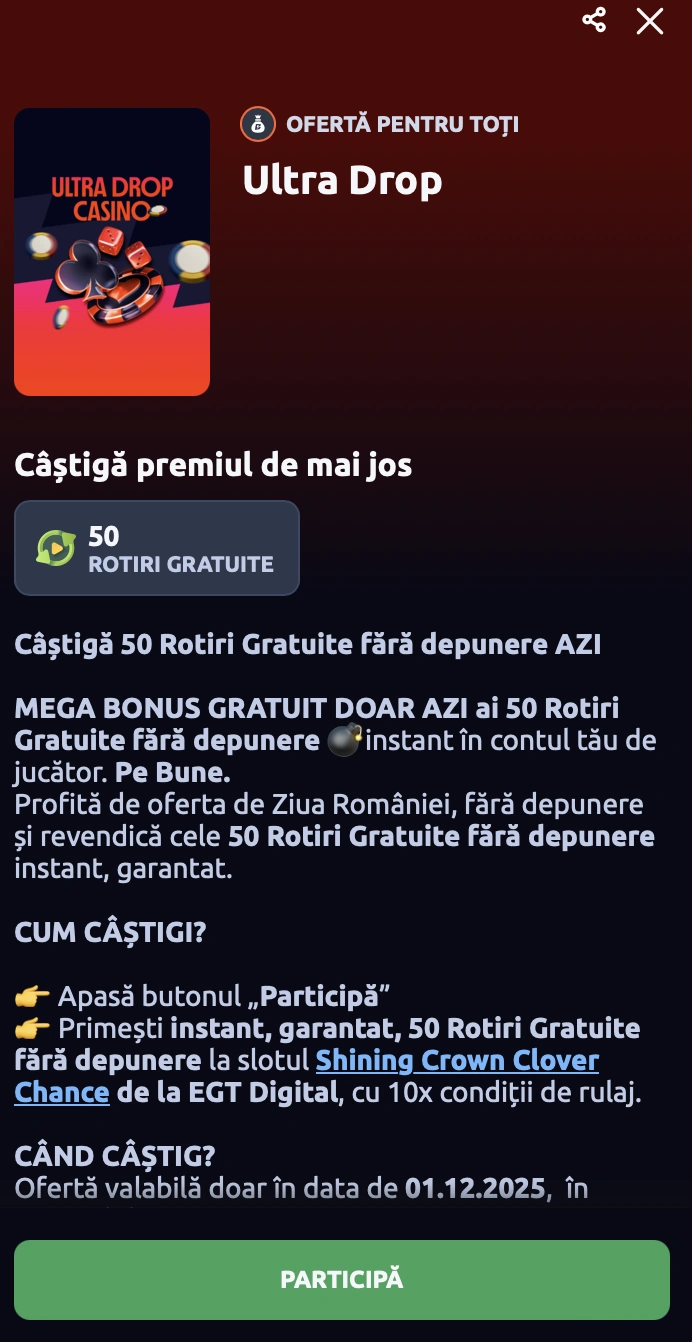 Detalii pentru oferta cu 50 Rotiri Gratuite la Betano