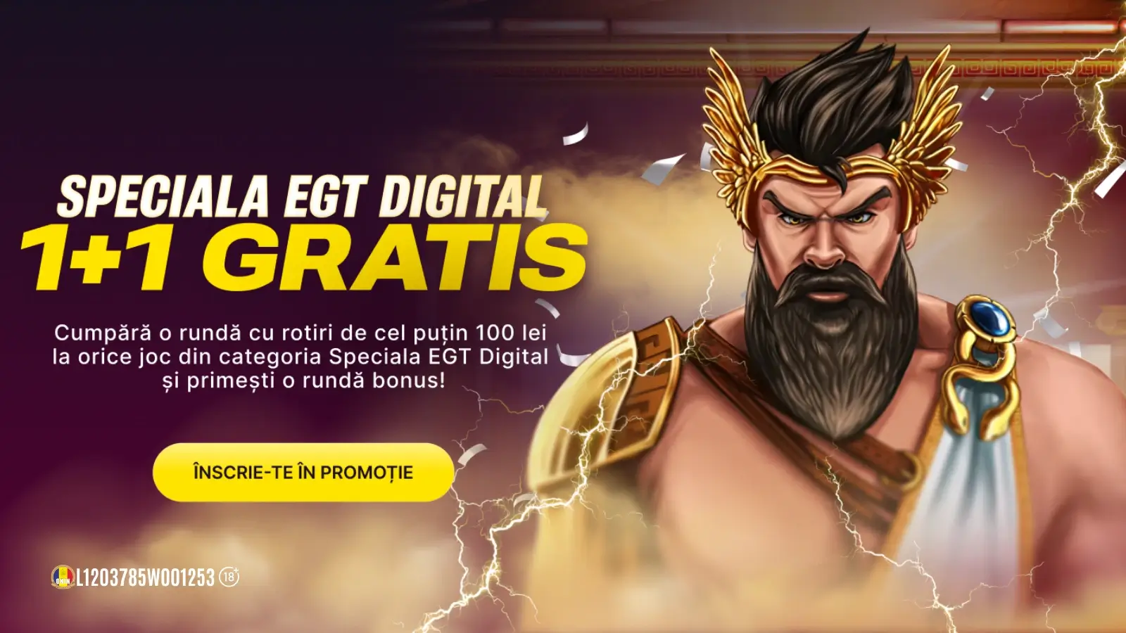 Speciala 1+1 Gratis 100 Lei Bonus la EGT Digital Fără Rulaj, doar astăzi, 15 decembrie 2025