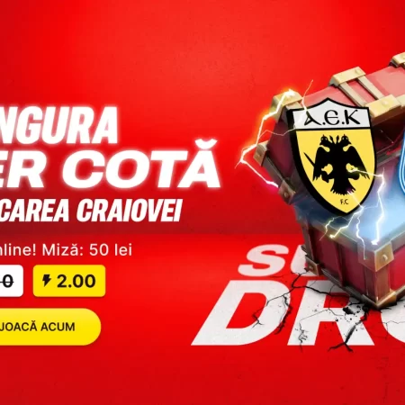 Super Drop AEK Atena vs Universitatea Craiova Cota 2.00 în loc de 1.10 pentru calificarea Craiovei în Play-Off