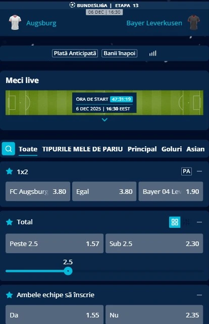 Cote pariuri Augsburg - Leverkusen