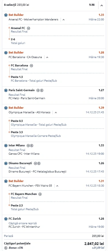 Bilet de weekend din fotbal 13.12.2025