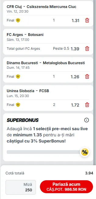 Biletul Etapei a 20-a Superliga