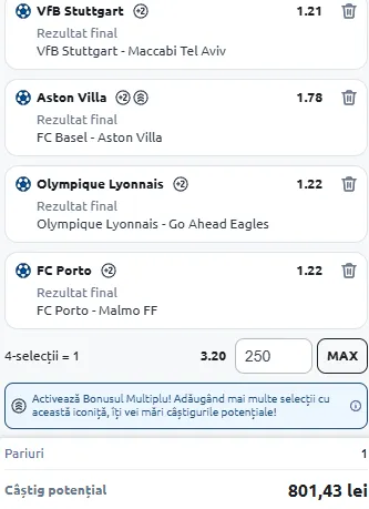 Biletul Etapei a 6-a Europa League