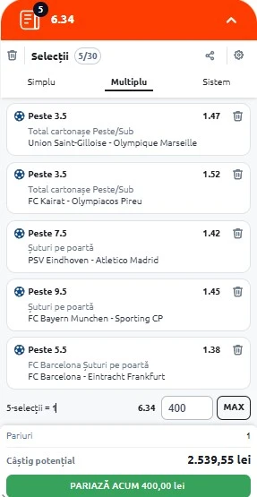 Biletul zilei azi din Champions League 9 decembrie 2025