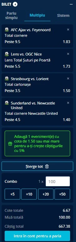 Biletul zilei azi din fotbal 14 decembrie 2025