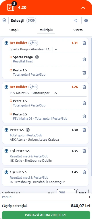 Biletul zilei azi la Betano 18.12.2025