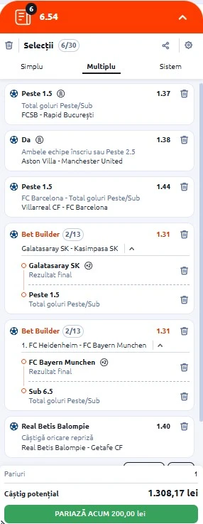 Biletul zilei azi la Betano 21 decembrie 2025