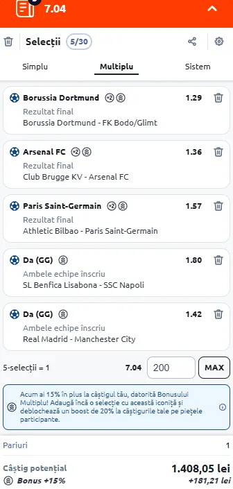 Biletul Zilei Cotă 7 recomandat de AI