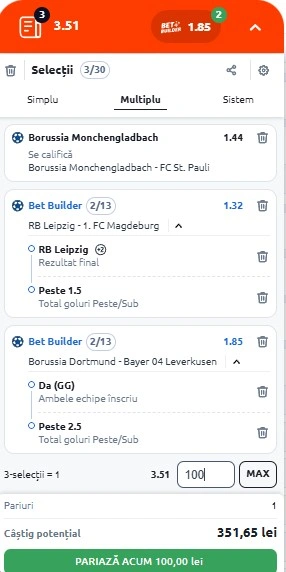 Biletul zilei din DFB Pokal 2 decembrie 2025