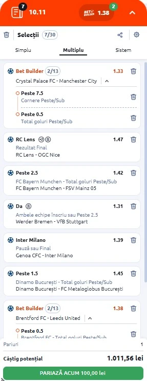 Biletul zilei din fotbal 14.12.2025