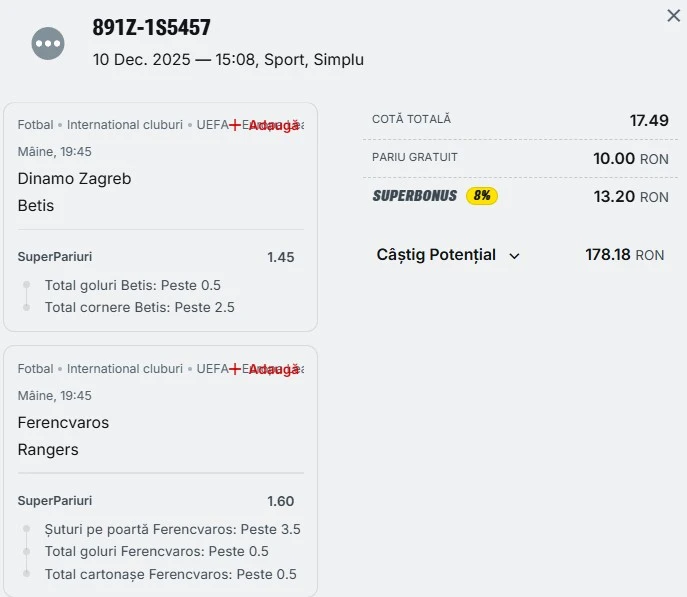 Biletul zilei din Superpariuri 11 decembrie 2025