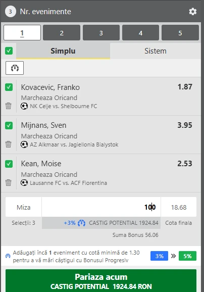 Biletul zilei pe marcatori din Conference League 18 decembrie 2025