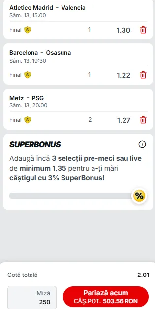 Cota 2 din fotbal 13.12