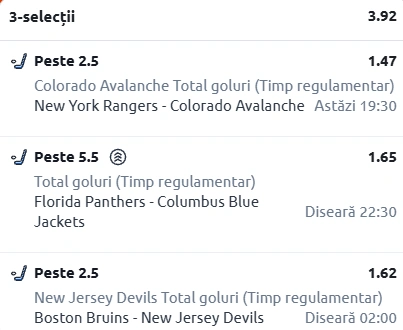 cote Biletul zilei din hochei 06.12.2025