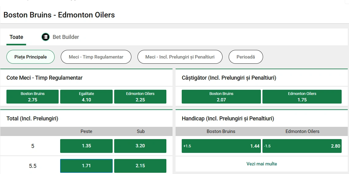 cote Boston Bruins vs Edmonton Oilers - NHL 18.12.2025